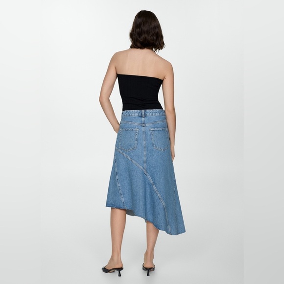 MANGO Asymmetrical Denim Skirt Size XS NWT - Picture 4 of 6